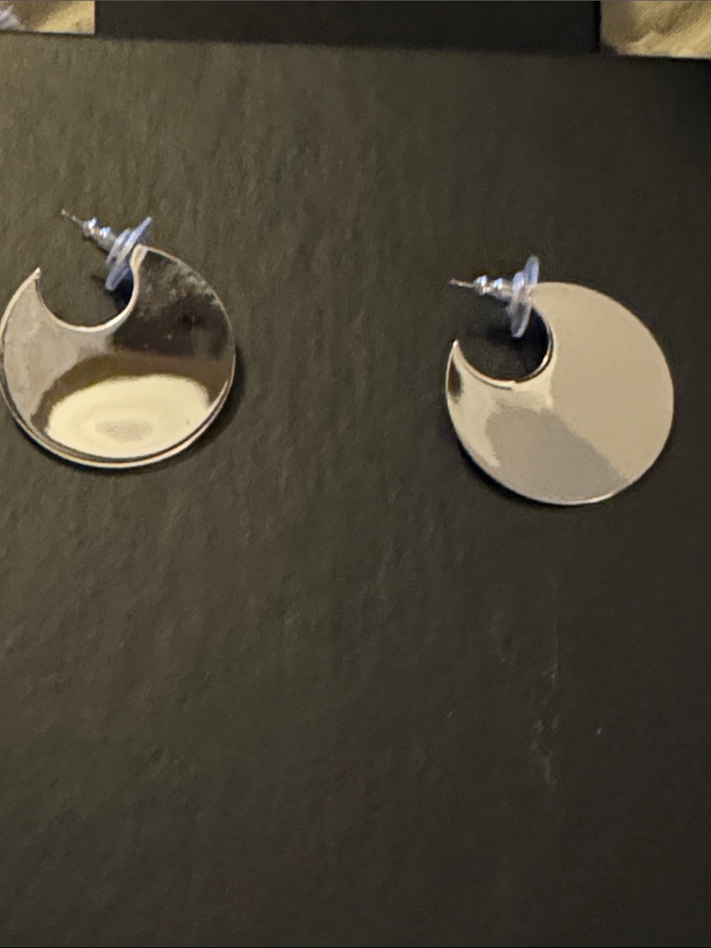 Rare Vintage Joan Rivers Silver tone Crescent Disc Drop Earrings - Women Jewelry
